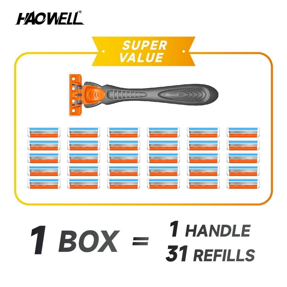 Razors For Men, 1 Handle, 2 Blade 31 Refills, Lubrastrip For A More Comfortable Shave