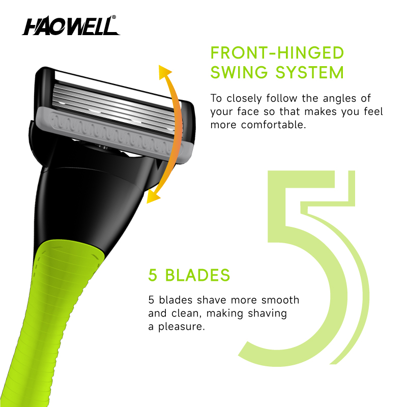 1+2 5 Blades Man Razor With 1 Handle And 2 Cartridges