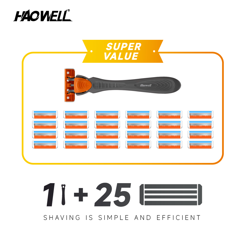 New Design Triple Blade System Razor with Lubricant Strip