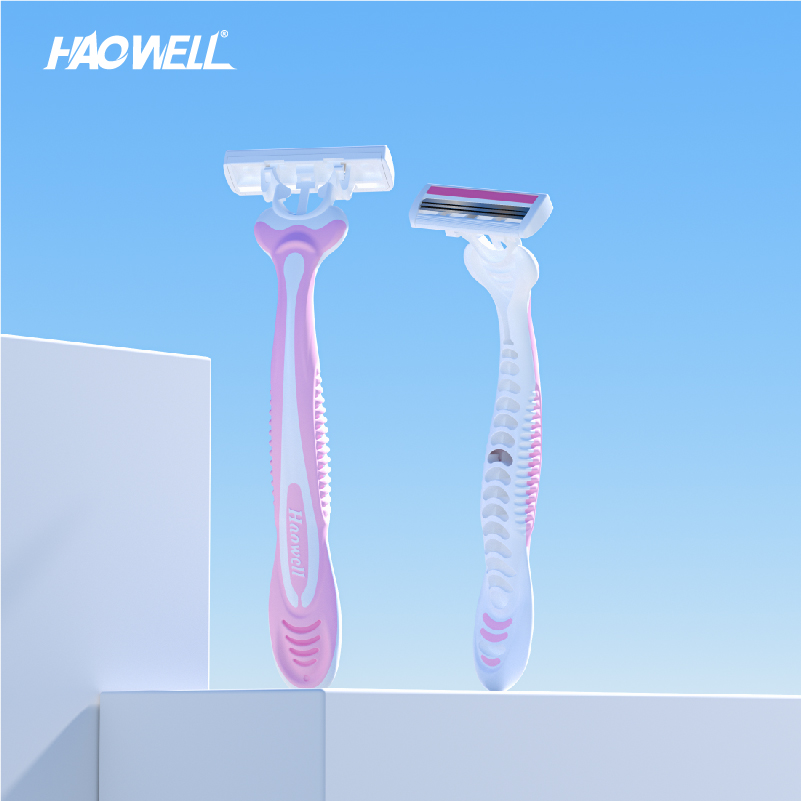 6pcs Disposable Lady Female Woman Use Plastic Handle 3 Twin Blade Razor