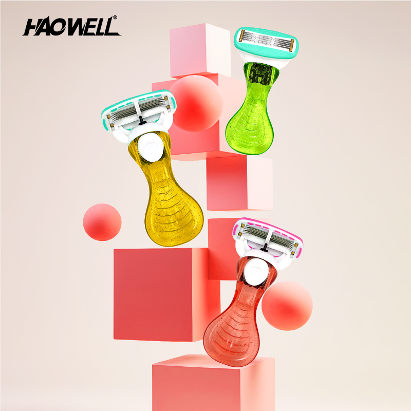 Cute Women Razor, Disposable Razor With 5 Blades, Womens Razors For Shaving With Organic Lubricating Strip