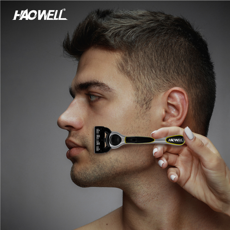High Quality 5 Five Blade System Shaving Razor With Metal Handle Pivoting Head