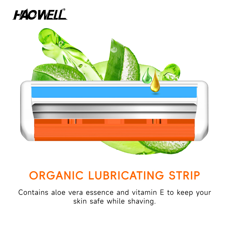 New Design Triple Blade System Razor with Lubricant Strip