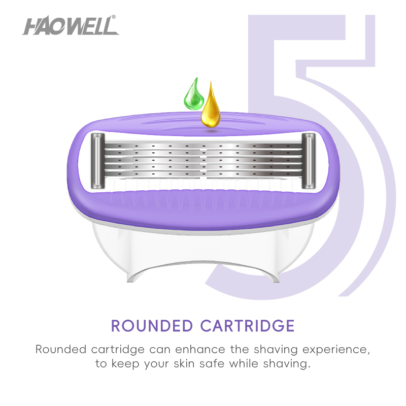 Colorful Customized Five Blade System Razor for Women