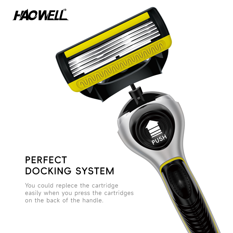 High Quality 5 Five Blade System Shaving Razor With Metal Handle Pivoting Head