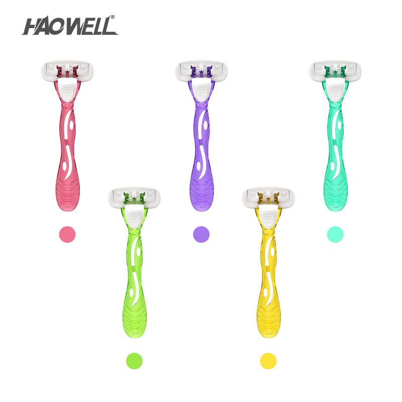 New Arrival 4pcs Lady Female Woman Use Rubber Handle Fast Delivery 3 Triple Blade Razor