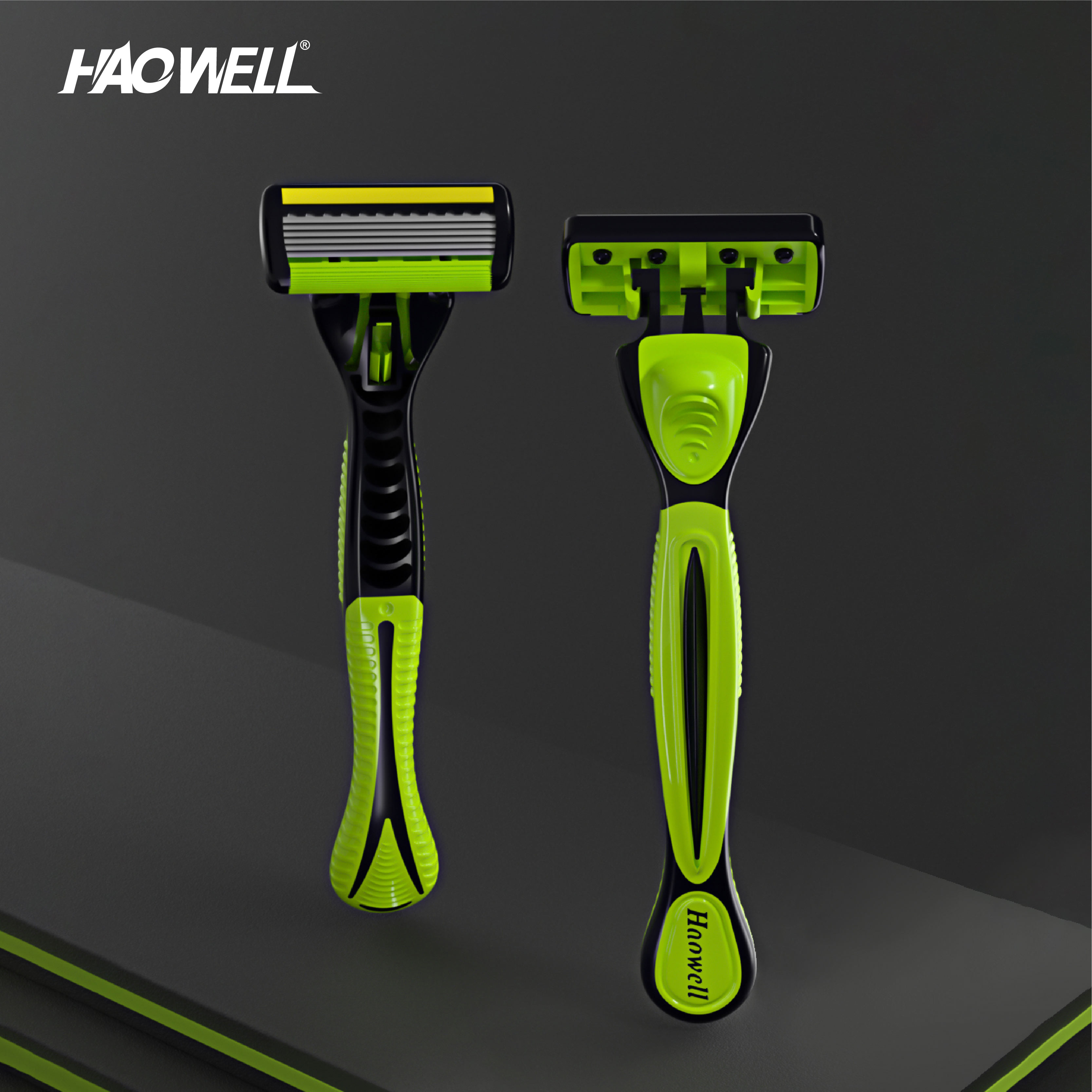 Rubber Handle Six Blade System Razor Economic Pack