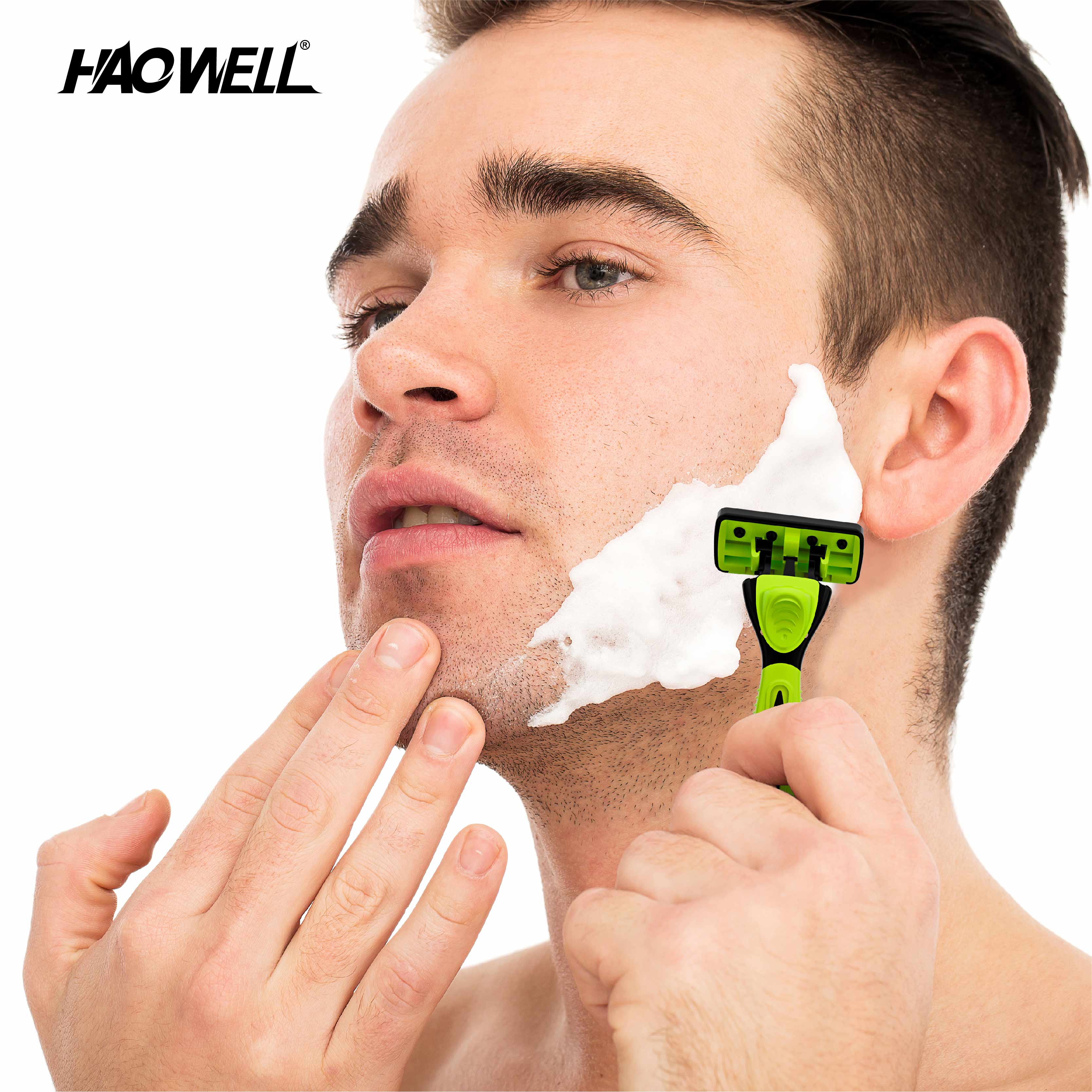 Rubber Handle Six Blade System Razor Economic Pack