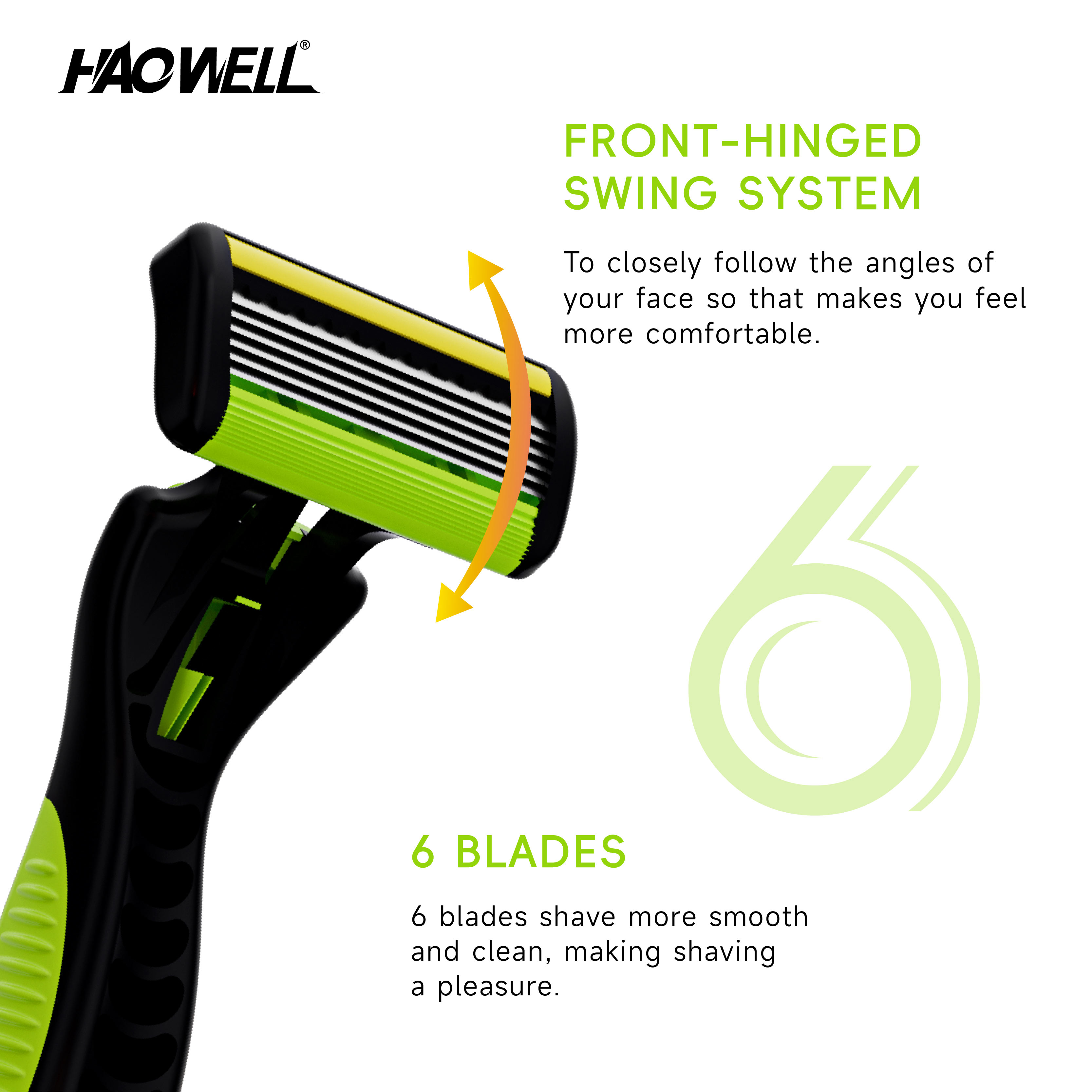 Rubber Handle Six Blade System Razor Economic Pack