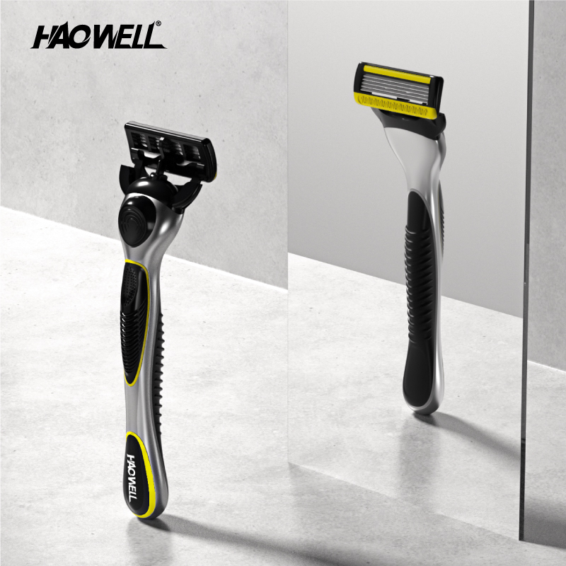 High Quality 5 Five Blade System Shaving Razor With Metal Handle Pivoting Head