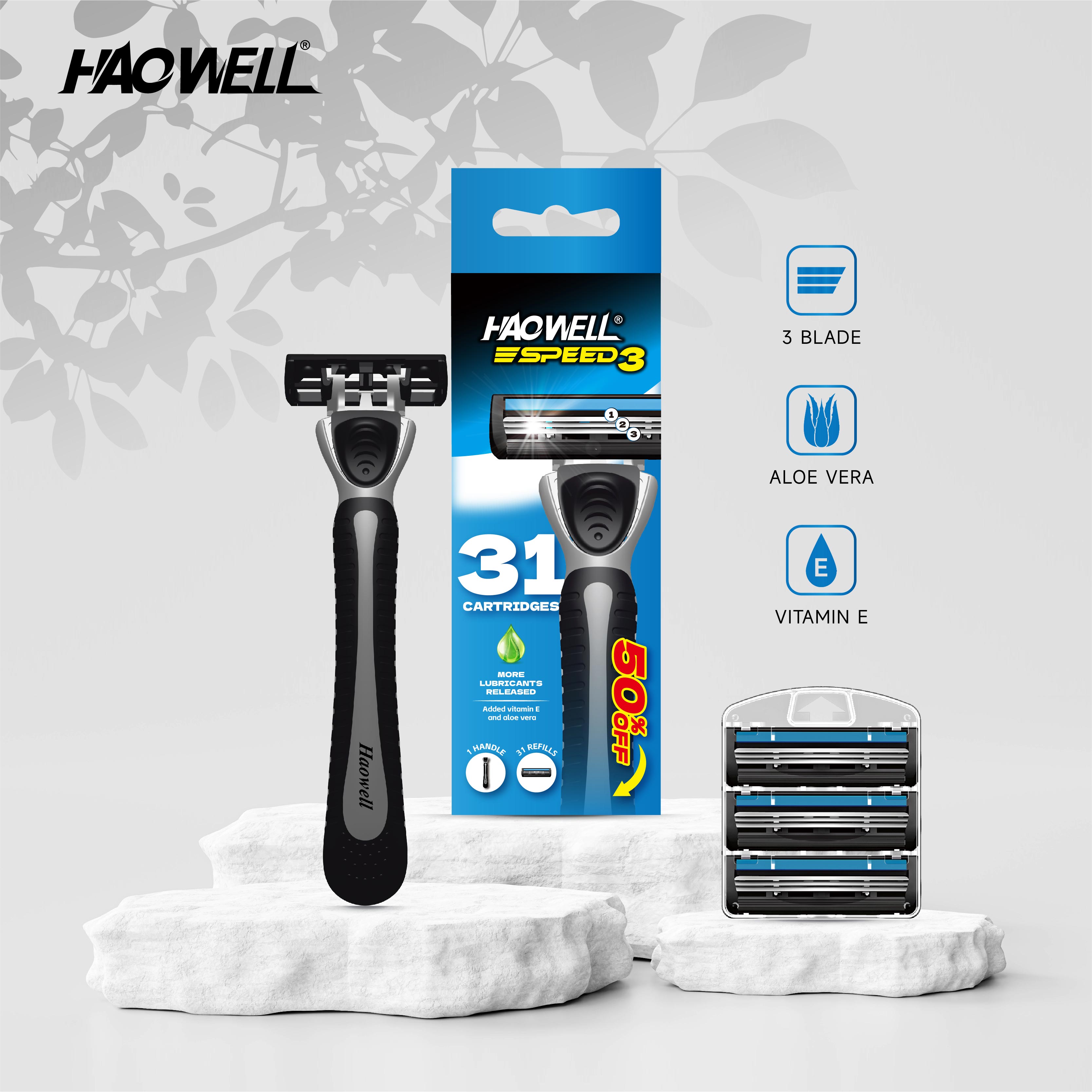 1+31 Box Hot Sale 3 Blade Men Razor 1 Handle 31 Refills Shaving Razor