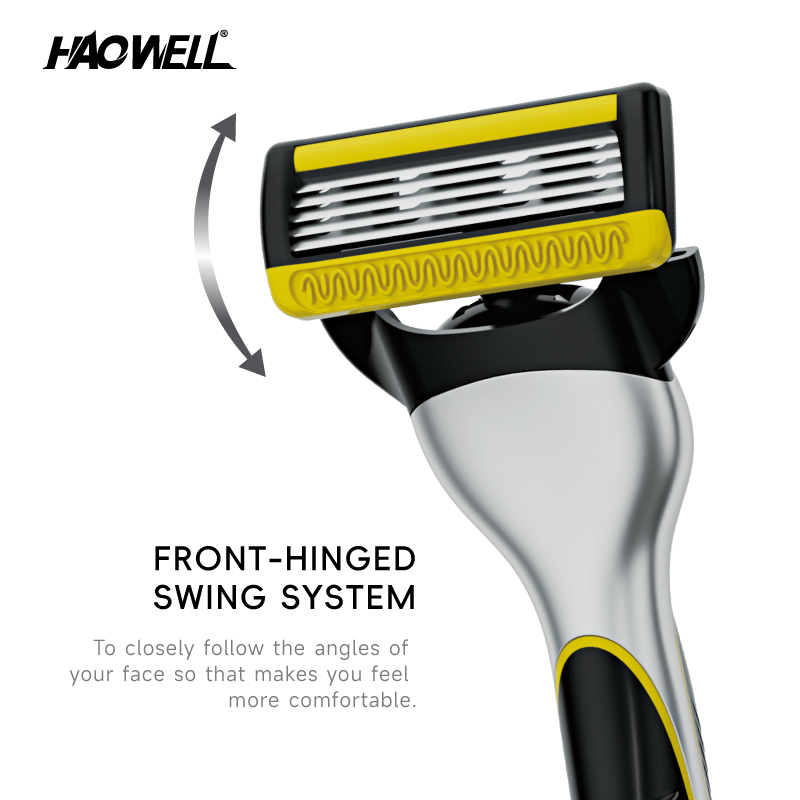High Quality 5 Five Blade System Shaving Razor With Metal Handle Pivoting Head